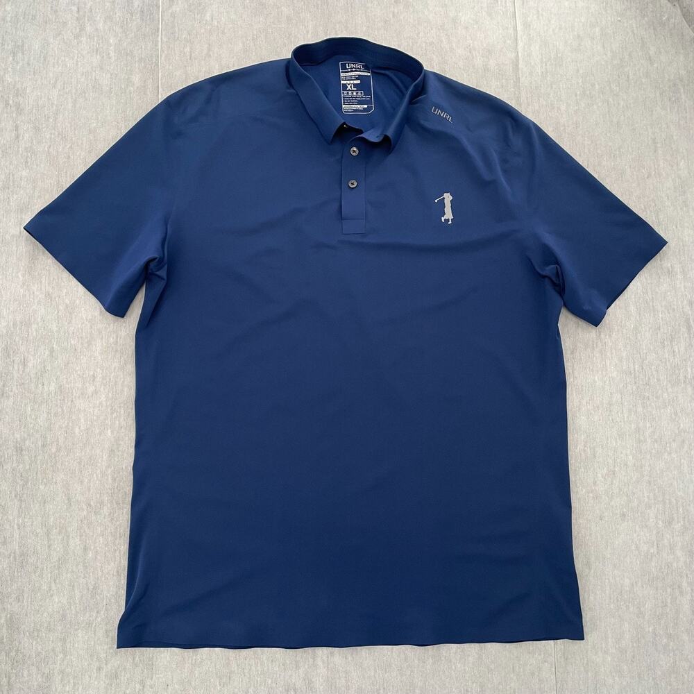UNRL Shirt Adult Extra Large Blue Performance Pique Polo Golfer Golf Mens XL